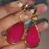 Charm Promotion Salekqdance Natural Green Agate Rose Pink Jade Amethyst Gemstone Long Water Drop Shape Earrings For Women smycken