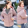 Women's Trench Coats Winter Coat Small Girls Black Pink Hooded Down Cotton Jacket 2024 Korean Fashion Short Loose Student Warmth Clothing