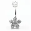 Jewelry 925 sterling silver belly button ring flower CZ Navel piercing Barbell Piercing jewelry For Women