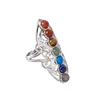 Cluster Rings Boho Colorful Stone Open For Women Vintage Zen Meditation Yoga Chakra Ring Jewelry Accessories Gift