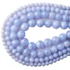 Perles 100% pierre naturelle agates en dentelle bleue, perles rondes en vrac 4 6 8 10 12 14mm, perles d'espacement adaptées à bricolage pour la fabrication de bijoux, accessoires