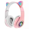 Écouteurs sans fil Bluetooth chat mignon, casque d'écoute pliable, Hifi, musique stéréo, suppression du bruit, carte TF, cadeaux pour enfants filles