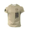 Męskie koszulki męskie koszulki krótkie z rękawem tee tee amerykańska flaga drukowana vintage fitness pullover gym sport