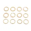 Clusterringen 2024 Mode-sieraden Letters Stervorm Eenvoudige ring 12-delige set met prachtig vingerlicht Exclusief voor vrouwen