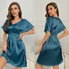 Women's Sleepwear Sexy Nightgown Dress Summer Nightdress Gown Nightwear Women Silky Satin Sleepshirt Loungewear