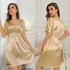 Women's Sleepwear Sexy Nightgown Dress Summer Nightdress Gown Nightwear Women Silky Satin Sleepshirt Loungewear