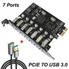Bilgisayar Kabloları PCI-E X1 X4 X8 X1 CONTROLER KARTI 7 bağlantı noktasına Epress USB 3.0 5Gbps Hub 1m Anakart PC Masaüstü için Uzatma Kablosu
