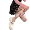 Meias femininas vintage rosa estampadas meias finas japonês jk cintura alta footed meia-calça meias de seda pura moda meias