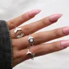 Cluster Rings White Imitation Opal Stone Lover Whale Tail Around Ring Set Summer Beach Sea Fish Style Bohemian Women