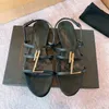 Düz Sandal Kadın Yay Slingback Flats Mules Tasarımcı Yaz Ayakkabıları Mektup Altın Toka Terlik Kayışları Slaytlar Boyut 35-41