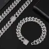 12mm Hip Hop Iced Out Cuban Link Necklace for Women Micro Pave Shiny Moissanite Cuban Chain with 925 Sterling Silver