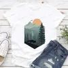 Women's T-Shirt 2023 Summer New Leisure Short Sleeve Women's Mountain Adventure Camping Print T-shirt 90's Women's T Fashion Women's T-shirt. T240129