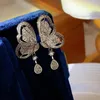 Dangle Earrings French Vintage Hollow Sparkling Butterfly Women's Ins Luxury Fairy Elegant Summer Gentle Eardrop