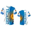 Camisetas masculinas Camisetas masculinas argentinas Camisetas de manga curta com bandeira nacional 3D Camisetas da moda da cidade Camisetas de futebol Argentina