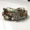 Bracelets Fashion Women's or Men's ite 108 Mala Beads Bracelet or Necklace 5 laps bracelets life of tree Charm Yoga Bracelet Wrist