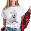 Koszulki kobiet Westie West Highland White Terrier Print T-shirt Kobiet Lato luźne luźne zwierzę zwierzęta.