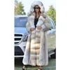 Women's Fur Faux Coat For Women Elongated Warm Cold-proof Patchwork Hooded European American Winter Clothing