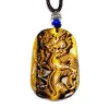 Hängen Qianxu Dragon Necklace Pendant Tiger Eye Stone Jade Pendant Gem smycken Lucky Amulet smycken Jade smycken