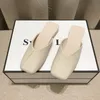 Designer Flat Sandals Luxury Slippers Women's Embroider Sandal Fashion French Style Anti Slip Wear Resistant For Man Soft Leather Muller Shoes Storlek 35-40