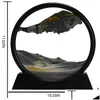 Konst och hantverk 7/12 tum rörande sandkonstbild rund glas 3D djup havssandscape i rörelse av flytande ram Q0525 Drop Delive DHBU7