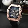 New Style's Hollowed Out Delation Carbon Brazing Prointing Men's Men's Quartz Wristwatch {Category}