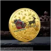 Arti e mestieri Moneta commemorativa natalizia Bomboniere Personalità Cartone animato Babbo Natale Collezione di medaglie Regalo artigianale 40 mm Inventario Dhgba