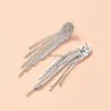 Stud Treazy New Rhinestone Wedding Drop Earrings for Women Silver Color Crystal Bridal Long Tassel Hanging Earring Night Club Jewelry YQ240129