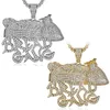 Iced Out Gold Silver Plated BREAD GANG Pendant Necklace Micro Zircon Charm Men Bling Hip Hop Jewelry Gift284F