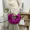 Sacs de soirée Sacs à main de couleur bonbon pour femmes Laser Silver Embrayage Sacs à bandoulière plissés métalliques pour femmes 2024 Sac de créateur de luxe Dames Fourre-tout