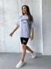 Damen-T-Shirt Blessyuki Mode Einfacher Briefdruck Baumwoll-T-Shirts Frauen Lässige Baumwolle Plus Size Streetwear T-Shirts Femael Basic Hip Hop Tops T240129