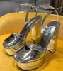 Rhinestone Sandals Womens Dress Shoes High Heeled Women Sandal Luxury Designers Platform Heel Classic Triangle Buckle Embellished Ankle Strap