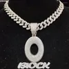 Hänge halsband män kvinnor hip hop block halsband full kristall kubansk kedja hiphop brev mode charm smycken gåvor