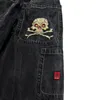 Y2K American Restore Ancient Ways jeans Harajuku Hip-hop Skull Graphic Embroidery Loose Jeans Gothic High Waist Wide Pants Women 240122