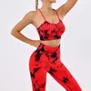 Set attivi Set da yoga 2 pezzi Abbigliamento sportivo da donna senza cuciture Leggings tie-dye Reggiseno Tuta da salto femminile Abbigliamento da palestra per donna