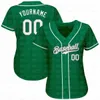 Homens camisetas Personalizado Kelly Verde Branco-Ouro Baseball Jersey Personalizado Futebol Mangas Curtas Atlético Camisetas Unisex Top