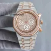 Montres designer Handmade Diamond Watch Mouvement de synchronisation importée 40 mm avec acier à tas de diamant 904L Sapphire Designer Femmes du bracelet De Luxe