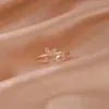 Klusterringar utsökt dubbel fjäril zirkonring för kvinnor tjej koreansk mode guldfärg två lager justerbara öppna finger smycken