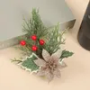 Decorative Flowers 1Pc Christmas Artificial Berry Pine Needles Flower Xmas Tree Hanging DIY Crafts Ornaments For Party Wedding Gifts Box