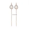 Stud Requintado Drop Ear Line Brincos Longos Pendurados para Mulheres Cor Dourada Zircão Cristal Piercing Threader Earing Ear Acessório Jóias YQ240129