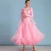 Scene Wear Standard Ballroom Dance Dresses of High Quality Long Sleeve Flamenco Dancing kjol Kvinnor Waltz Ballroom.