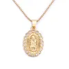 Hot Sale Ins Fashion Virgin Mary Copper Zircon 14k Yellow Gold Pendant for Women Chain Necklace Handmade Jewelry