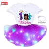 Abiti da ragazza Sirena Festa di compleanno T-shirt Set Abiti Tutù Piccola principessa afro Luce 2 3 5 6 7 anni