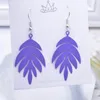 Boucles d'oreilles pendantes à la mode, feuilles fluorescentes, bleu sarcelle, noir, violet, goutte de feuilles pour femmes, cadeau, bijoux de fête de mariage