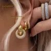 Stud Stud Fashion Zircon Round Huggie Hoop örhängen för kvinnor geometriska u form öron spänne hoops guld pläterade rostfritt stål smycken 2024