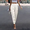 Women's Pants 2024 Solid Colour Satin Casual Trousers Elastic Waist Pockets Long Spring And Summer Nine Minute