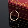 Designer 18K Rose Gold Necklaces Crystal Nail Pendant Necklaces Classic Women's Jewellery Necklaces Fashion Simple Gold Silver Women Wedding Accessories