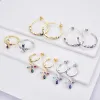 Colar ANDYWEN 925 prata esterlina cinco cores ouro arco-íris cruz gota brinco aros piercing anel conjunto de jóias para mulheres moda jóias