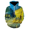 Moletons masculinos Moletons Harajuku Van Gogh Pintura a óleo Starry Night 3D Print Hoodie Mulheres / Homens Moda Hip-Hop Pop Moletom 2021 Mens HoodiesL231017