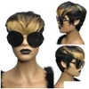 Human Hair Capless Wigs Short Cut Pixie Wavy Indian Bob No Lace Wig With Bangs For Black Women Fl Hine Made Drop Delivery Products Otmbk