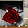 Waterproof Shower Curtain For Bathroom 3D Red Rose And Black Leaves Bathtub Curtains Polyester Fabric Curtain 180 180cm T200102244i